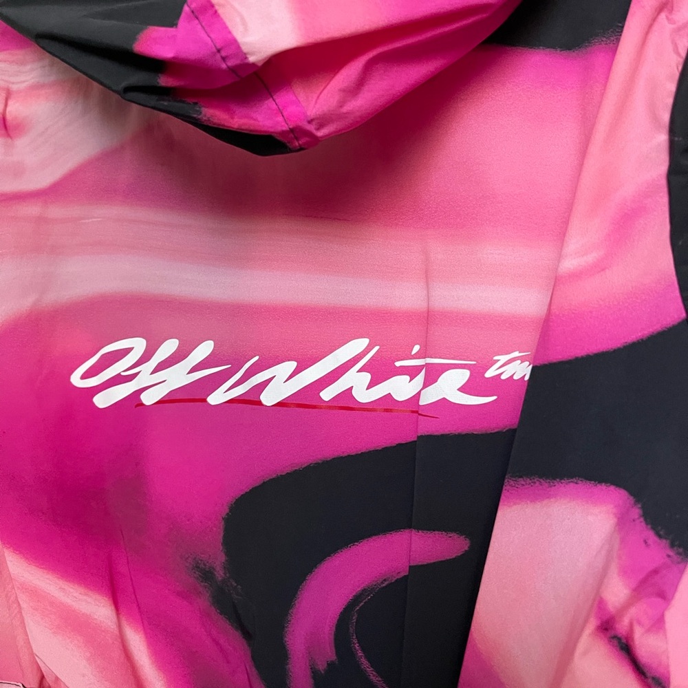 Off-White Pink and Black Abstract Rain Jacket - Picture 5 of 8